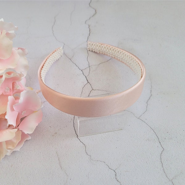 Pink Satin Alice Band Headband Hair Band 2.5 cms Wide Vintage Dusky Rose Blush Slipper Satin Bridesmaid Bridal