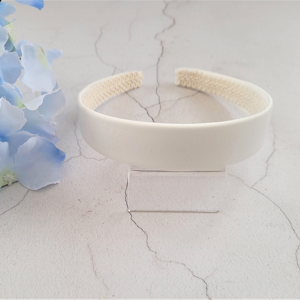 Ivory Satin Alice Band Stirnband Haarband 2,5 cm breit Duchess Satin Brautjungfer Braut