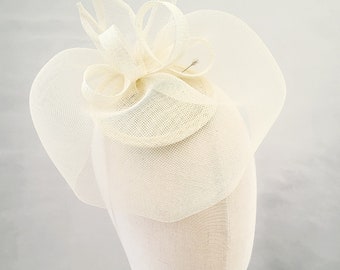 Ivory Fascinator Hat, With veil, Small Percher Hatinator, Races,