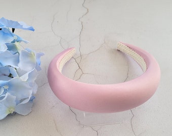 Candy Pink Duchesse Satin Deeply Padded Domed headband alice band hair band 4 cms Matador spanish style "halo" rounded padding