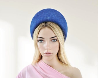 Royal Blue Halo Crown Fascinator Headband, Lightweight, Races Headpiece, 10 cms Wide,