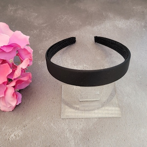 Schwarze Seide Alice Band Stirnband Haarband 2,5 cm breit Maulbeerbaum Reine Seide Satin Brautjungfer Braut