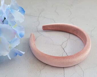 Blush Pink Velvet Padded headband, alice band, hair band, with 10 mm Padding, 2.5 cms wide,