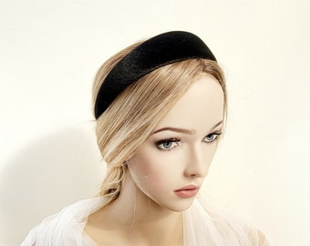 Black Velvet Padded headband, Formal Headpiece, 4 cms wide by 1 cms high