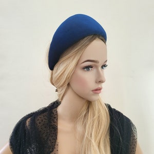 Navy Velvet Halo Crown Headband, lightweight Fascinator, 8 cms Wide Wedding Headpiece Races, optional veil