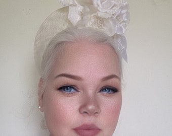 Ivory Flower Fascinator Headband, Halo Crown, Lightweight, Races Headpiece, 6 cms Wide,