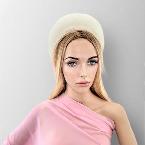 Ivory Sinamay Straw Headband, Halo Crown Fascinator, 6.5 cms Wide Wedding Headpiece Races,