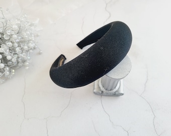 Black Satin Padded headband, hair band, 4 cms wide, Spanish Matador shape