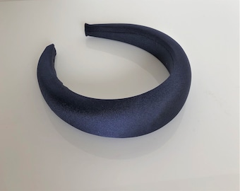 Navy Blue Satin Square Padded headband, hair band 4 cms,