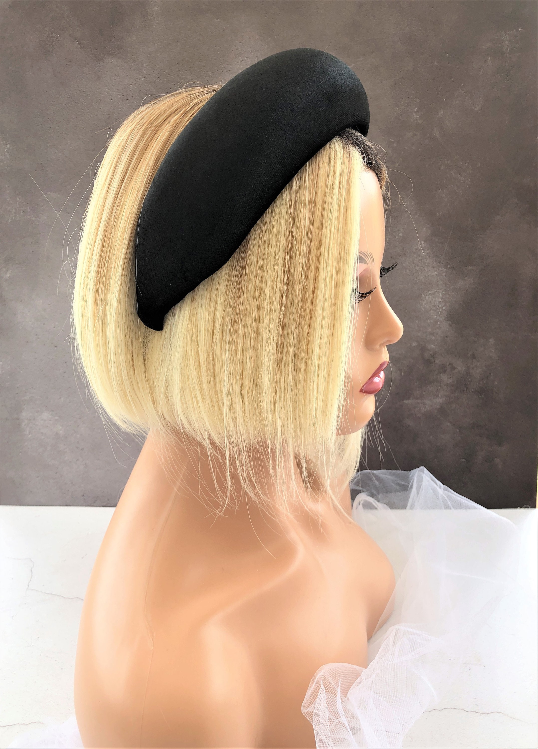 Extra Wide Padded headband Black Vevlet Headpiece 6 cms Wide Etsy