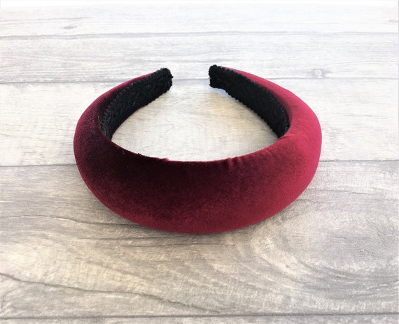 Burgundy Wine Red Velvet Padded Headband Matador Style Domed  display picture 1