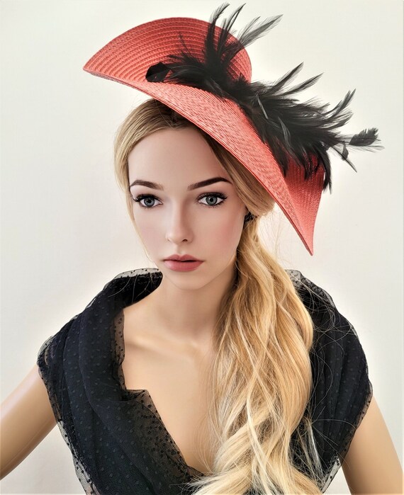 Burnt Orange Hatinator Black Feather 