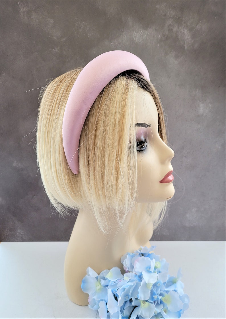 Candy Pink Duchesse Satin Deeply Padded Domed headband alice band hair band 4 cms Matador spanish style halo rounded padding image 3