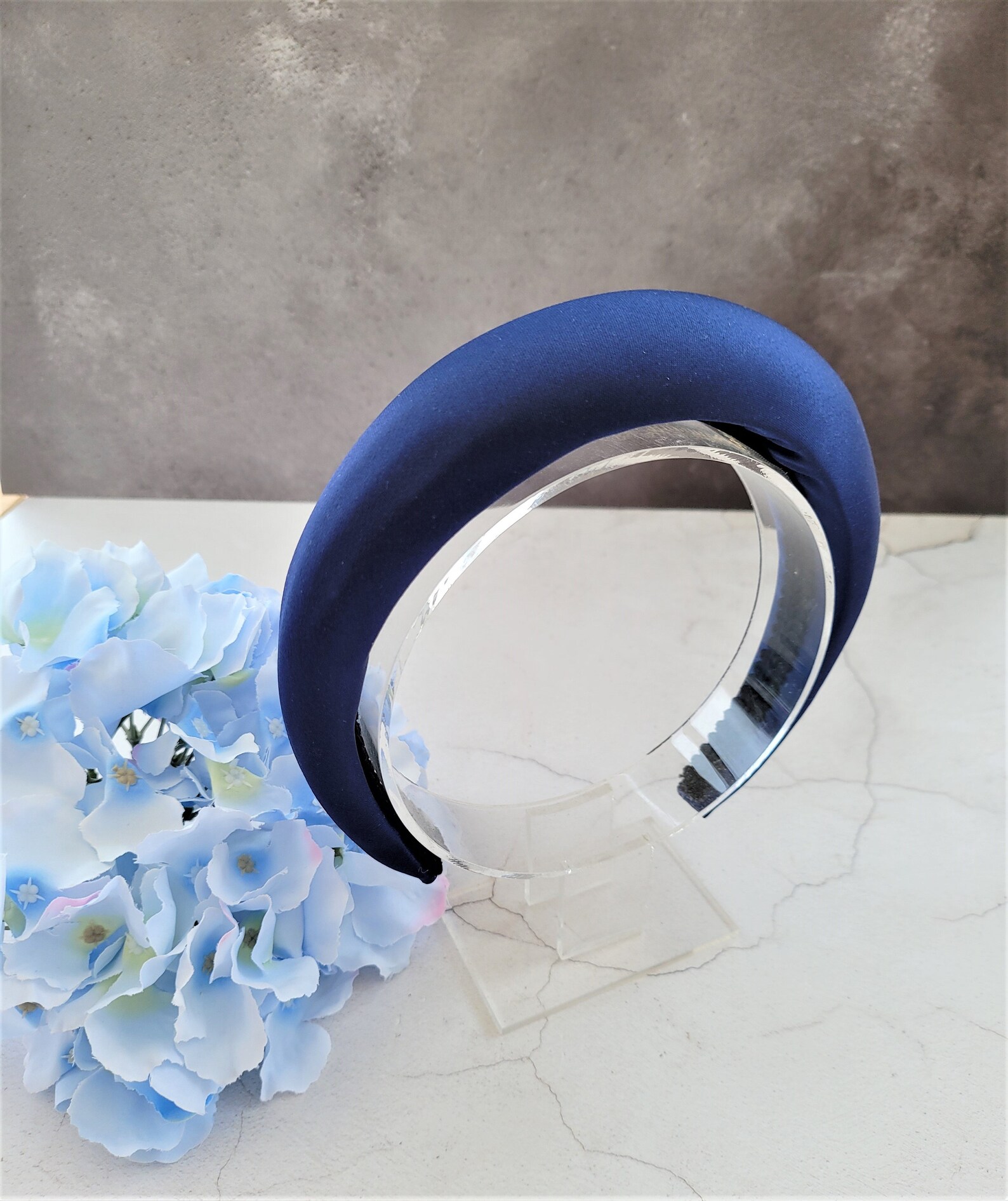 Navy Blue Satin headband Deeply Padded Duchess Satin alice Etsy