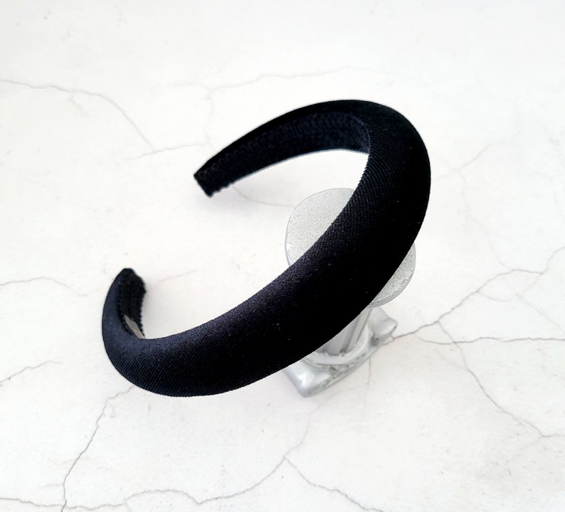 Black Velvet Padded headband, with Plush Rounded Padding 2.5 cms wide, halo style image 1