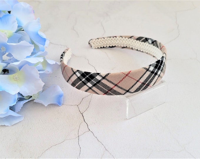 Tan Tartan Headband Black Herringbone Headband Women's Etsy