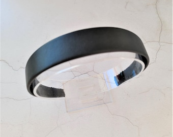 Black Vegan Leather headband, Flat hair band, 2.5 cms wide