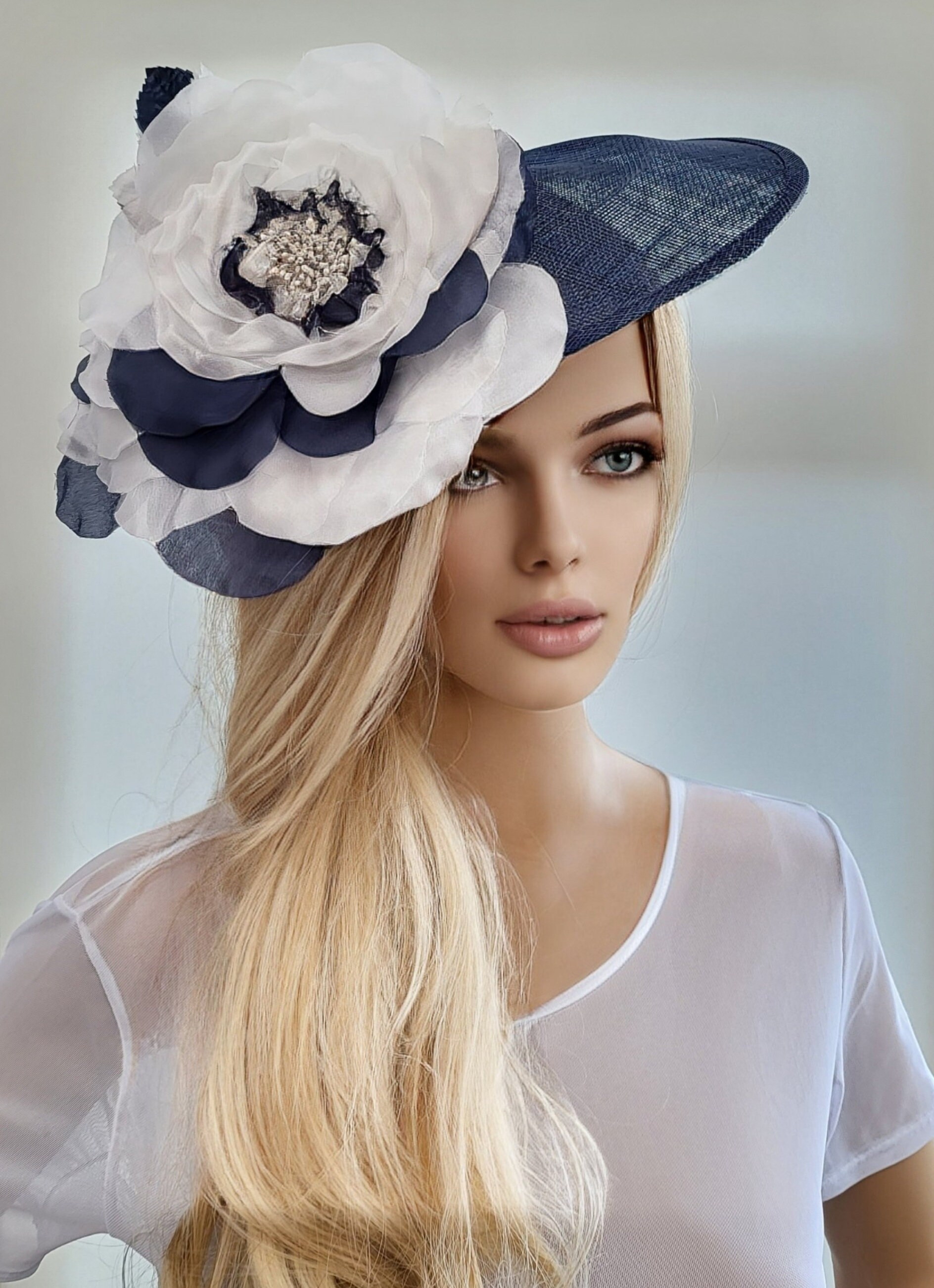 Flower Fascinator Percher Hat Latte 