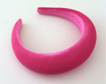 Hot Pink Padded headband, hair band, 4 cms Rounded halo style Padding