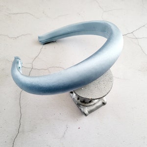 Powder Blue Silk Padded Headband, Duchess Satin Headband, 2.5 cms wide Headpiece,