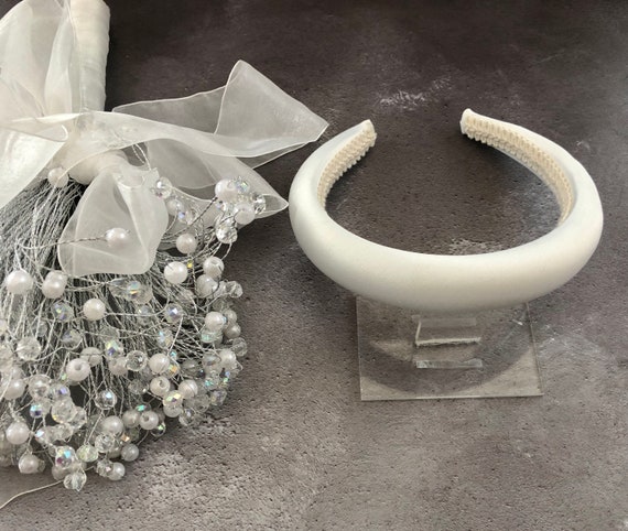 SATIN HAIR BAND BROAD OFF WHITE SATIN HAIR BAND BROAD OFF WHITE