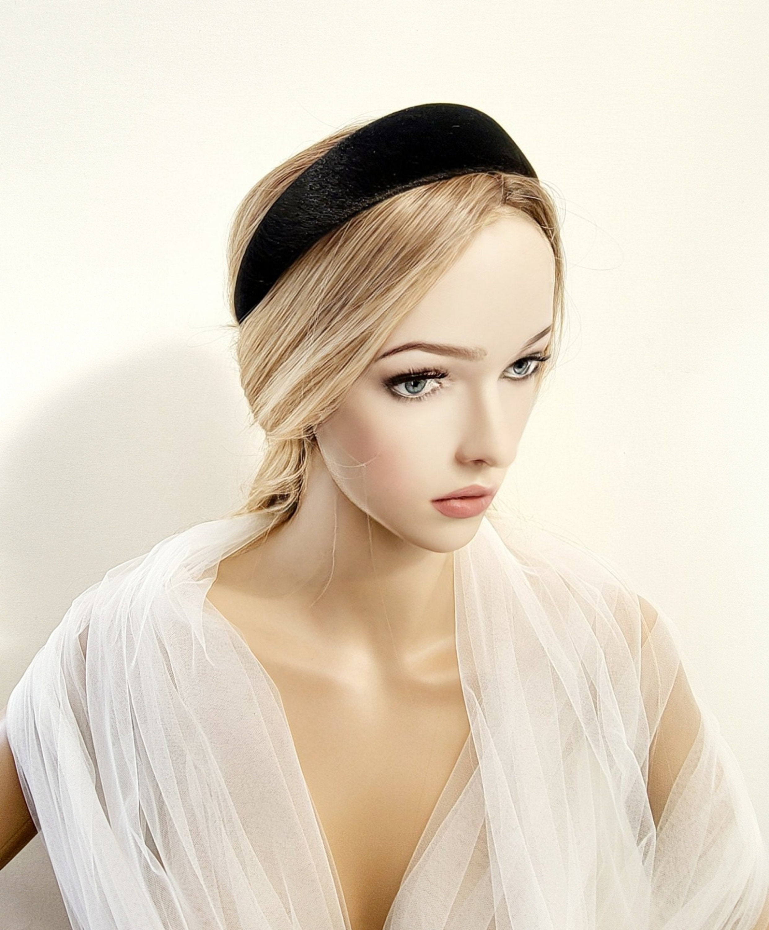 Saint Laurent Black Velvet Headband with Silver Details Prada Re-Nylon Headband | Saks Fifth Avenue main image 2
