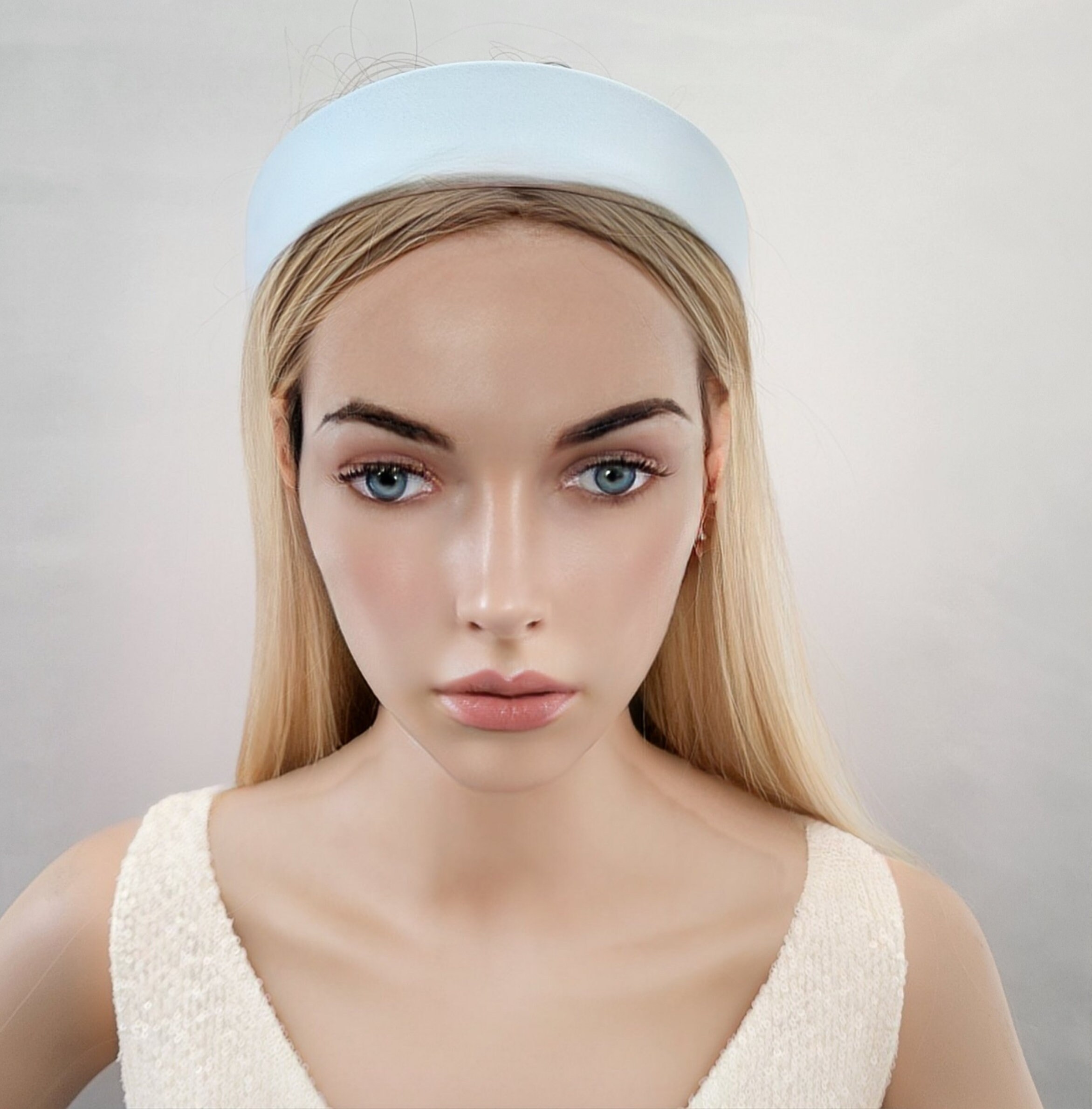 ★ ★ Women's Silk Satin Headband 4F5019G RMU 4F5 Green Silk Ruffle Headband - Elasticized Designer Accessory