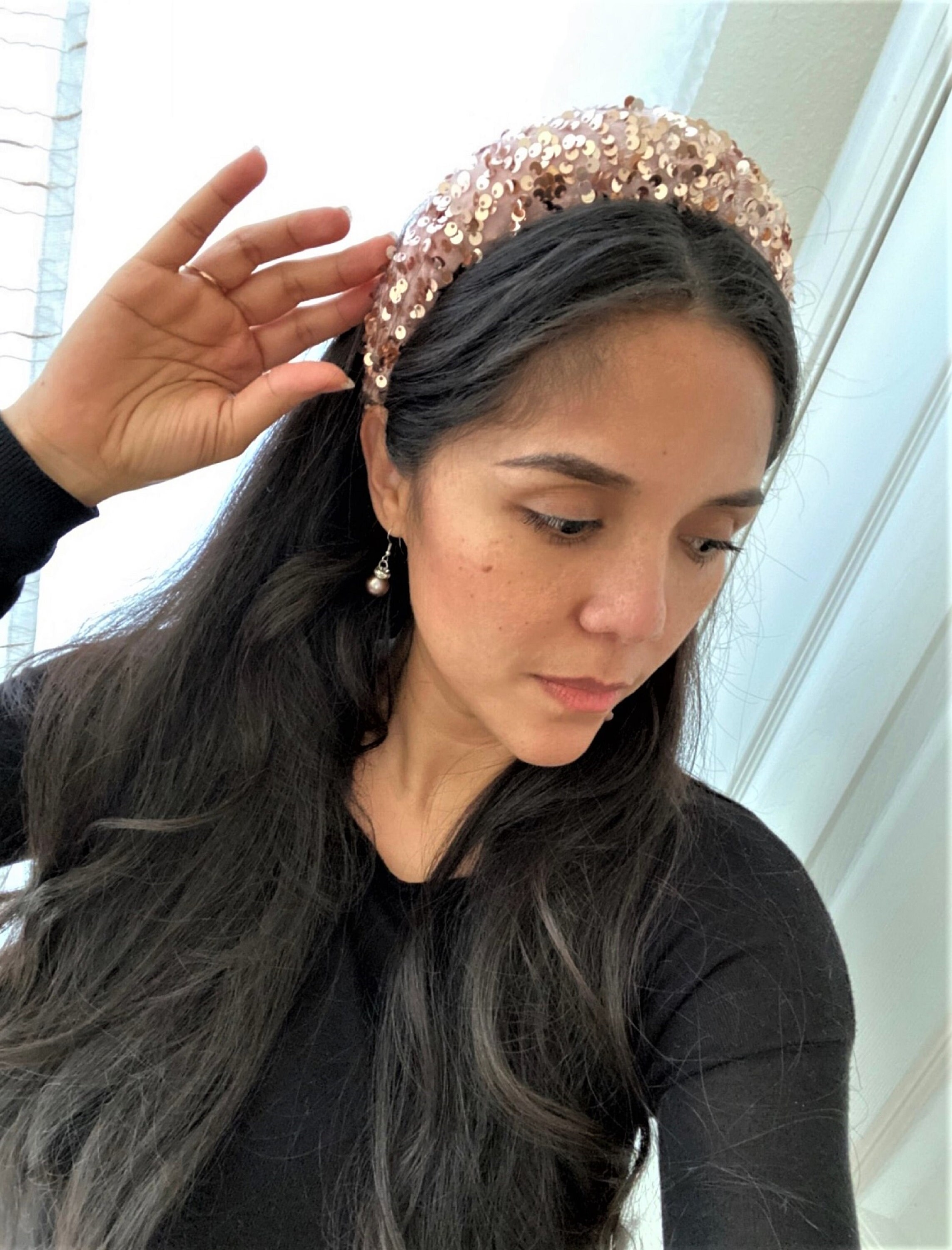 YARIEW Pailletten-Stirnband In Rosa – Glitzerndes Haarband Für Partys, Festivals & Besondere Anlässe