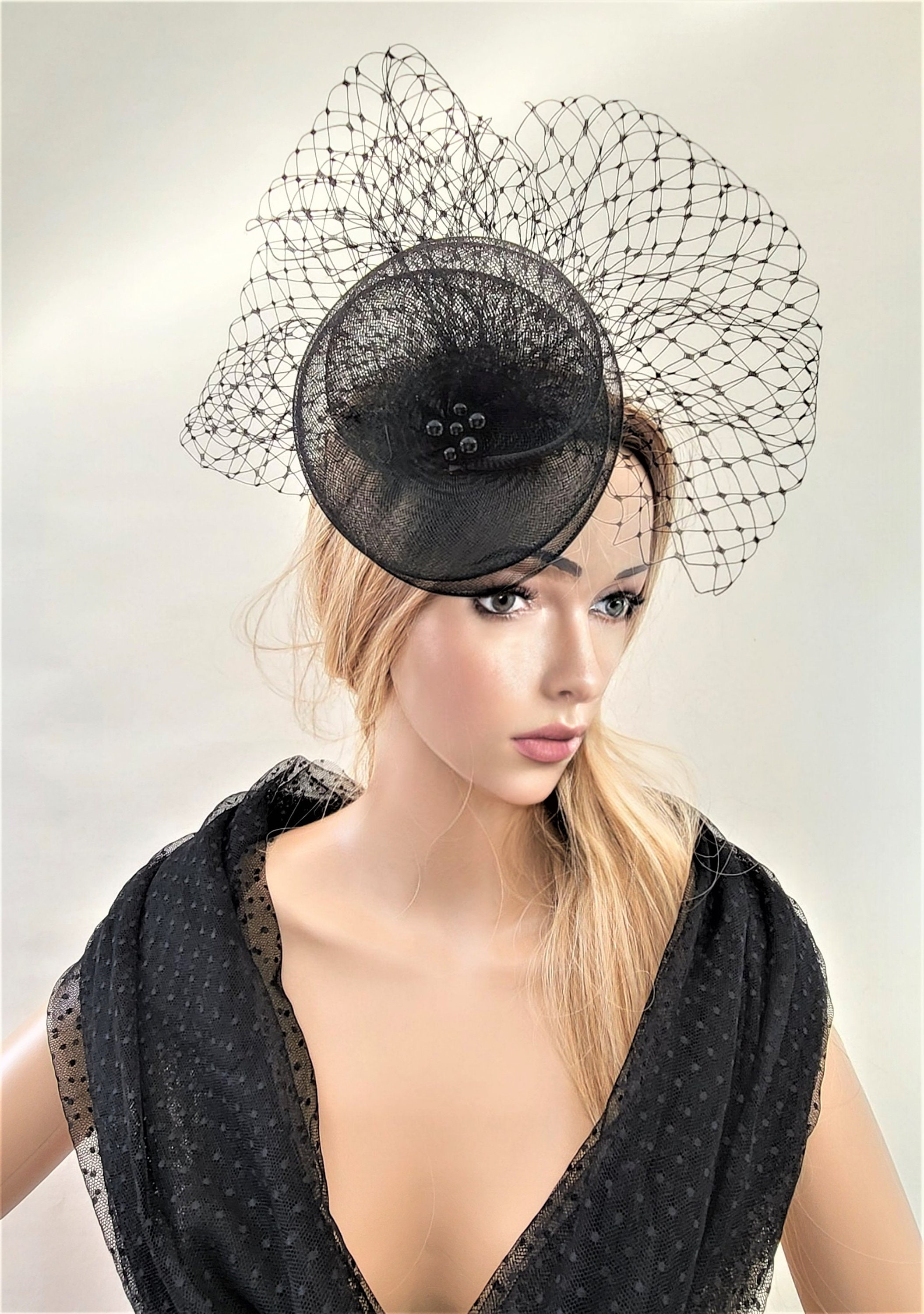 Noir Radiance Black Beaded Fascinator Cato Fashions | Cato Beaded Flower Black Feather Fascinator main image 3
