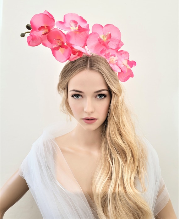 Bubblegum Pink Orchid Flower Fascinator Headpiece Headband Wedding Races 5911 