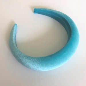 Turquoise Padded Velvet Headband, 4 cms wide, Rounded Padding,