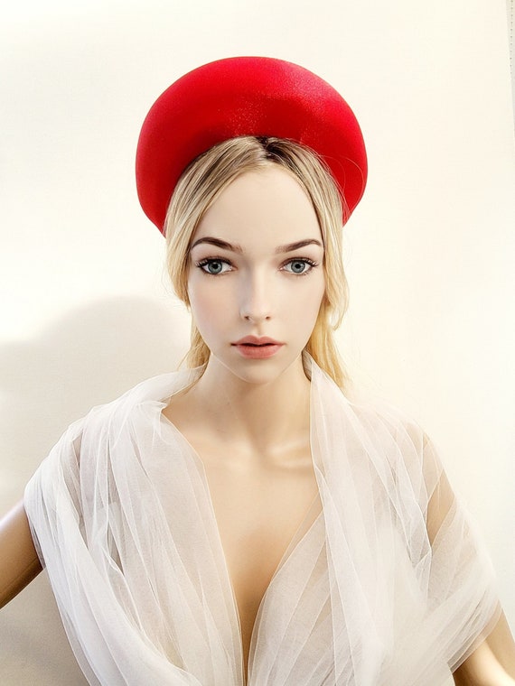 Red Satin Tall Padded Headband, Halo Crown Headpiece  display picture 1