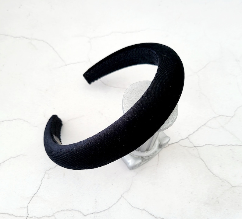 Black Velvet Padded headband, with Plush Rounded Padding 2.5 cms wide, halo style image 7