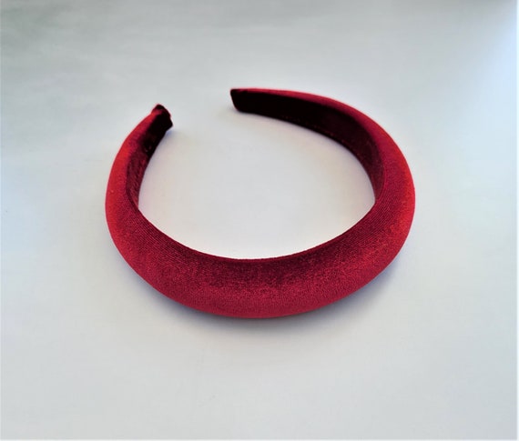 Dark Red Velvet Padded Headband Alice Band Hair Band With Plush