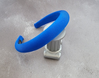 Royal Blue Satin Padded headband, Hair Band, 2.5 cms Wide with Rounded Padding