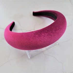 Pink Samt gepolstertes Haarband Dark Rose Matador Stil abgerundete Form 4 cm breit