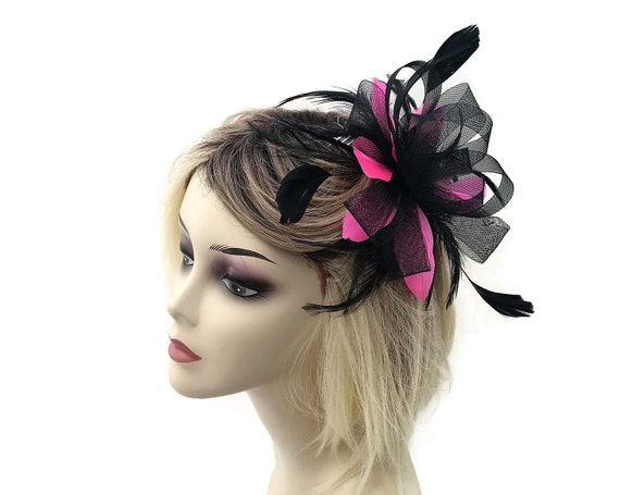 Womens//Girls Fuchsia Pink Flower Fascinator Clip//brooch Pin Wedding Races Prom