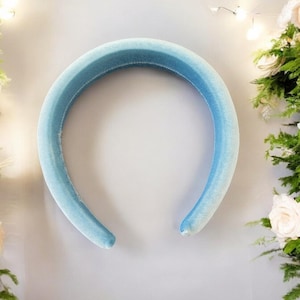 Pale blue Velvet Padded headband,rounded Plush Padding 2.5 cms wide