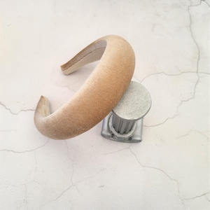 Beige Velvet Padded Headband, Women&#39;s Hairband, Bump style 4 cms wide