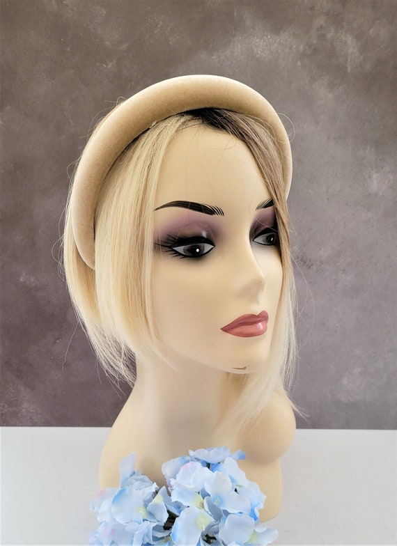 Beige Velvet Padded Headband, 2.5cm Wide - Etsy display picture 1