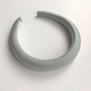 Satin Padded headband, alice band, hair band, 2.5 cms Wide, style "halo" shape Gray