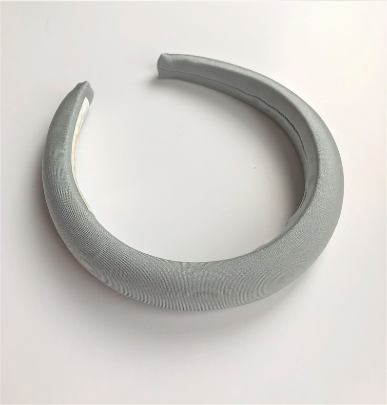 Satin Padded headband, alice band, hair band, 2.5 cms Wide, style "halo" shape Gray
