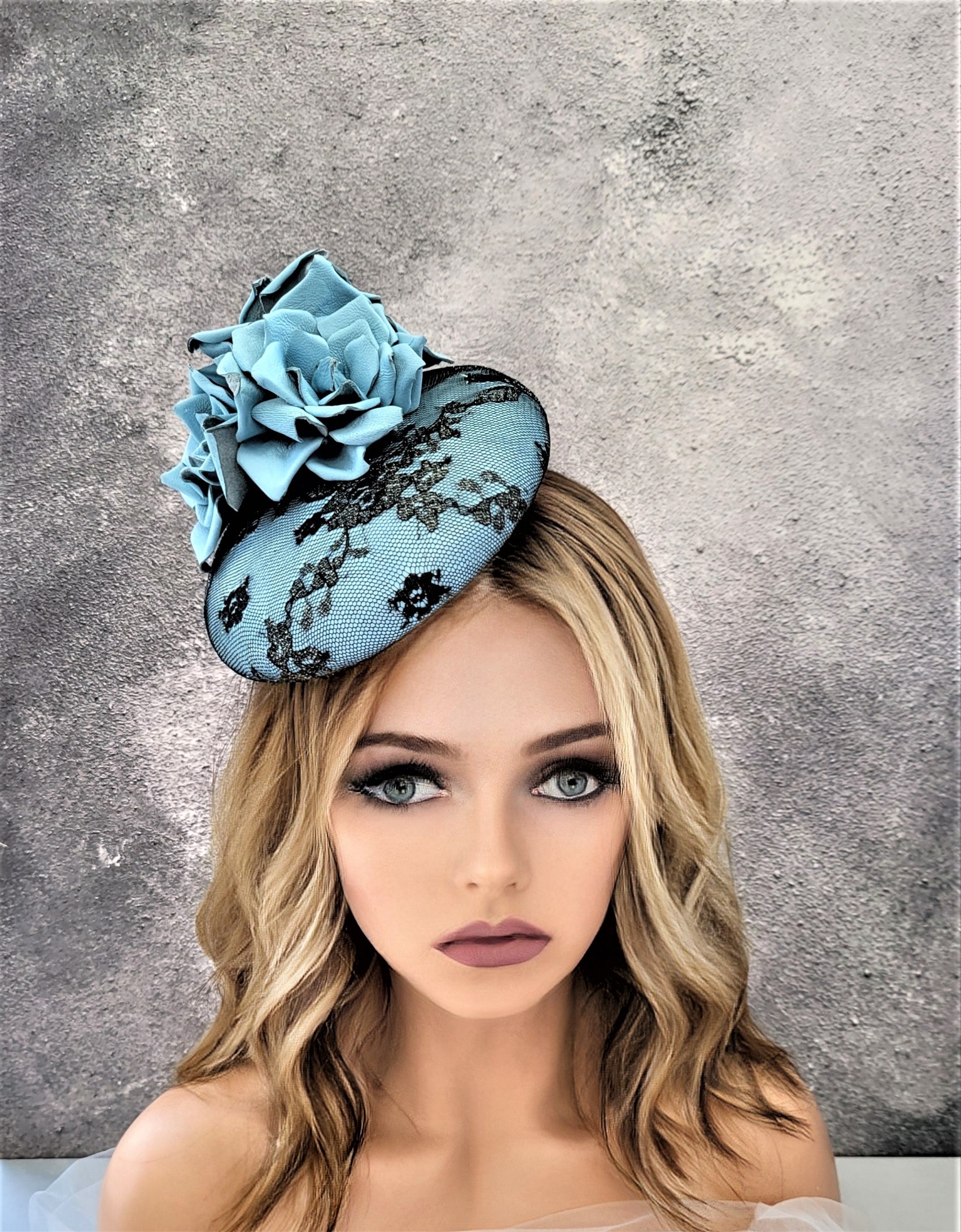 powder blue pillbox hat