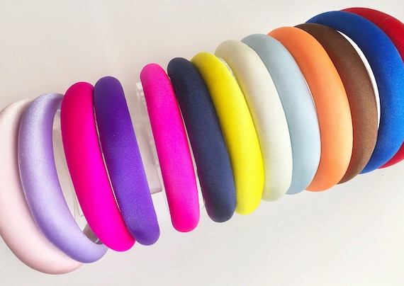 Satin Padded headband, alice band, hair band, 2.5 cms Wide, style "halo" shape