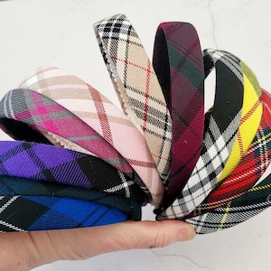 Tartan Check Plaid Headband, Alice Band, 2 cms width,