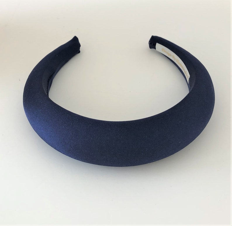 Navy Blue Satin Deeply Padded Domed headband alice band hair Etsy