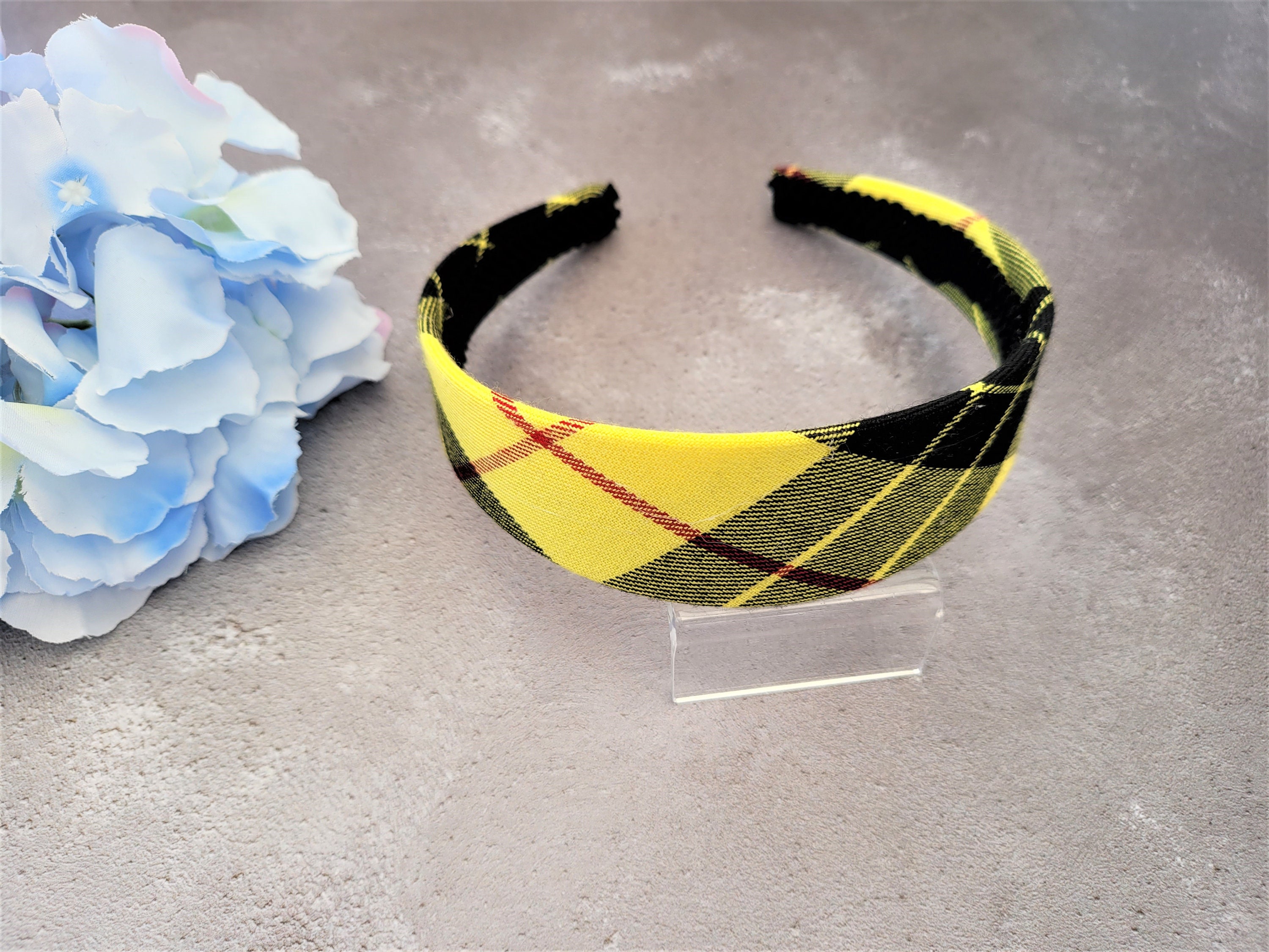 Tartan Karo Karo, Aliceband Stirnband Haarband 4 cm Breit Gelb Schwarz Rot