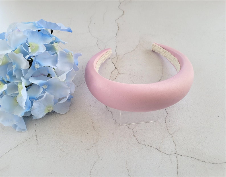 Candy Pink Duchesse Satin Deeply Padded Domed headband alice band hair band 4 cms Matador spanish style halo rounded padding image 1