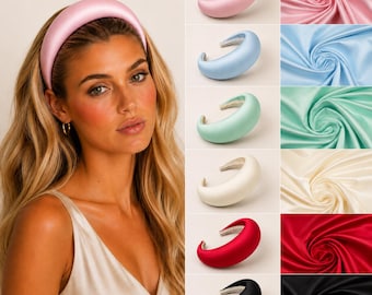 Duchesse Satin Padded headband, hair band 4 cm - colour options