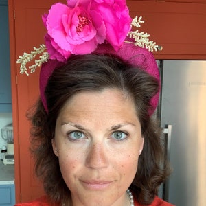 Magenta Pink Flower Fascinator Headband, Halo Crown, Lightweight, Races Headpiece, 6 cms Wide, image 5